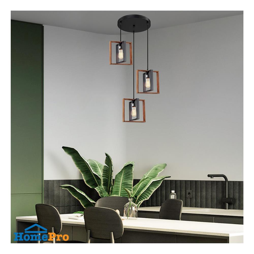ไฟช่อ NEOLIGHT 505-3BK-WD สีดำ/น้ำตาล 3 หัว