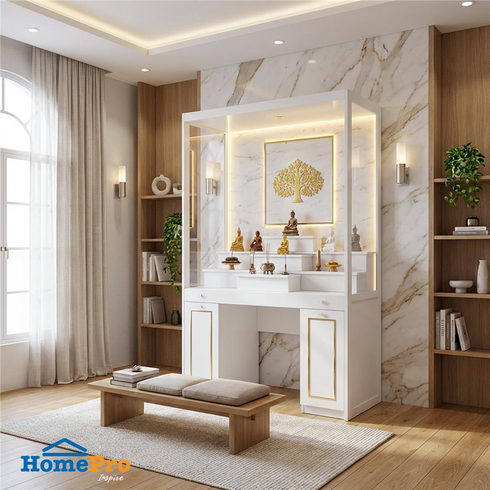 ตู้พระ FURDINI รุ่นมั่งมี 120 ซม. สีขาว/ลายหิน