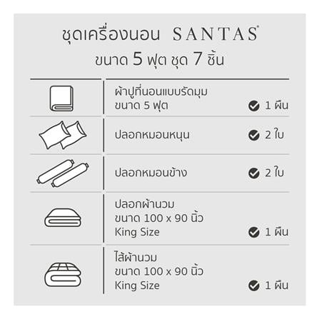 ชุดผ้าปูที่นอน 5 ฟุต (ชุด 7 ชิ้น) SANTAS COTTON USA DAINTY NA_7