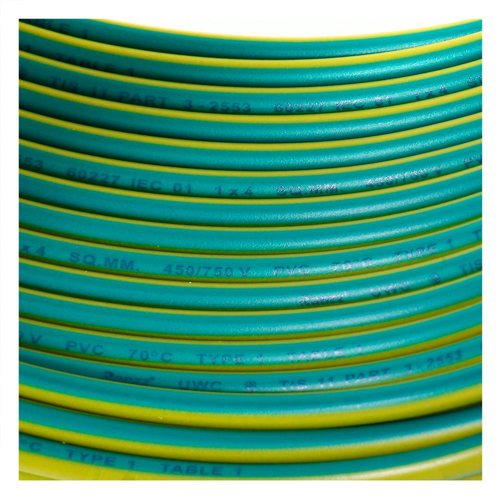 สายไฟ THW IEC01 RANZZ 1x4 ตร.มม. 30 ม. สีเขียว/เหลือง