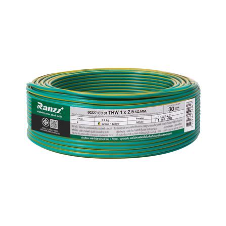 สายไฟ THW IEC01 RANZZ 1x2.5 ตร.มม. 30 ม. สีเขียว/เหลือง_0