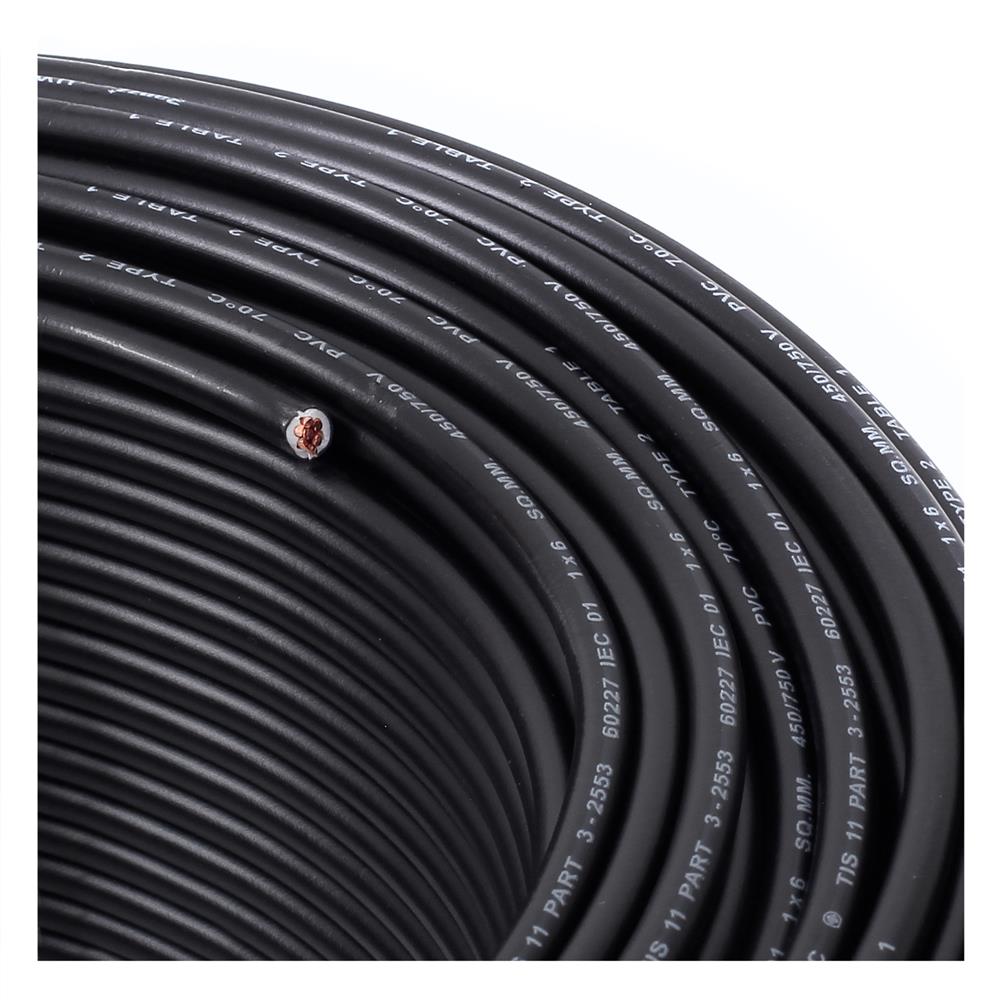 สายไฟ THW IEC01 RANZZ 1x6 ตร.มม. 100 ม. สีดำ