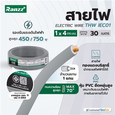 สายไฟ THW IEC01 RANZZ 1x4 ตร.มม. 30 ม. สีเทา_4