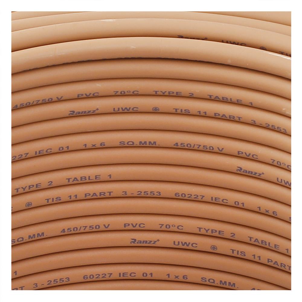 สายไฟ THW IEC01 RANZZ 1x6 ตร.มม. 100 ม. สีน้ำตาล