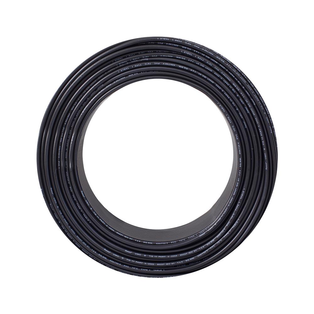สายไฟ THW IEC01 RANZZ 1x4 ตร.มม. 100 ม. สีดำ