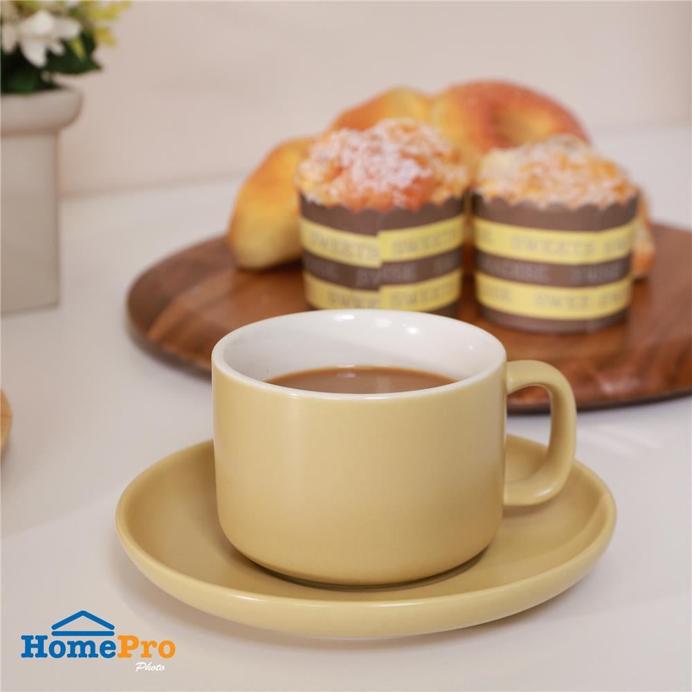 ชุดกาแฟ PORCELAIN 245 มล. KECH TWO TONE สีเหลือง