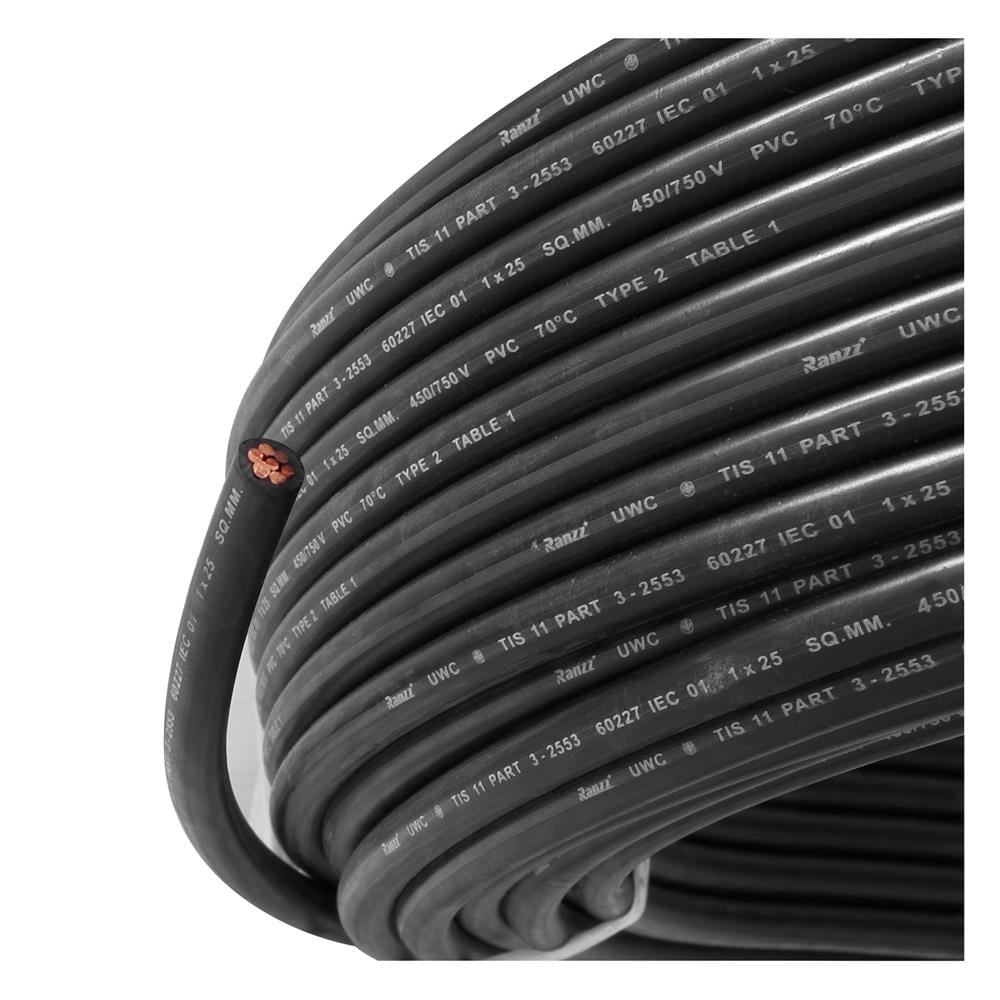 สายไฟ THW IEC01 RANZZ 1x25 ตร.มม. 100 ม. สีดำ