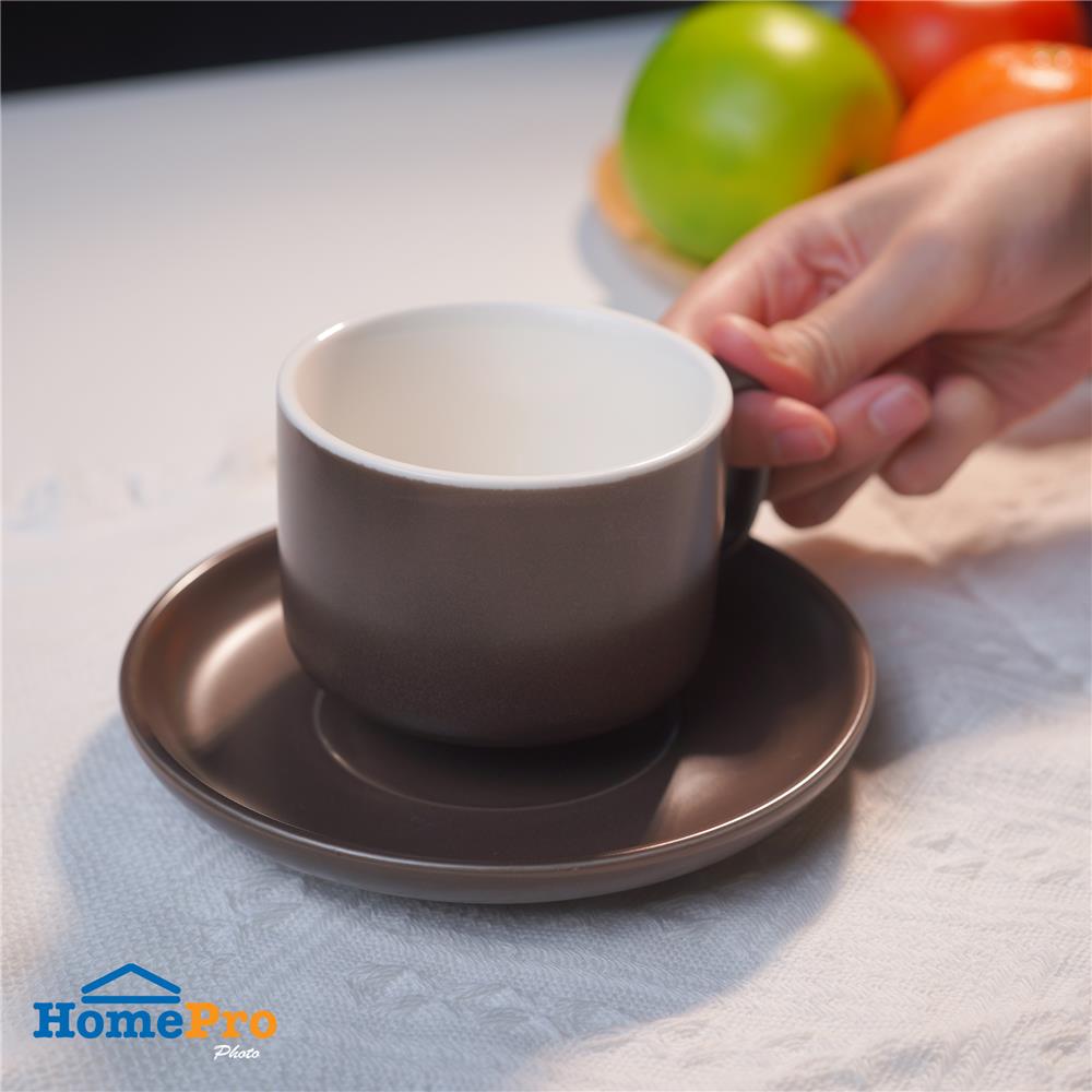 ชุดกาแฟ PORCELAIN 245 มล. KECH TWO TONE สีน้ำตาล