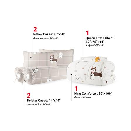 ชุดผ้าปูที่นอน 5 ฟุต (ชุด 6 ชิ้น) FROLINA MICROTEX DF067_2