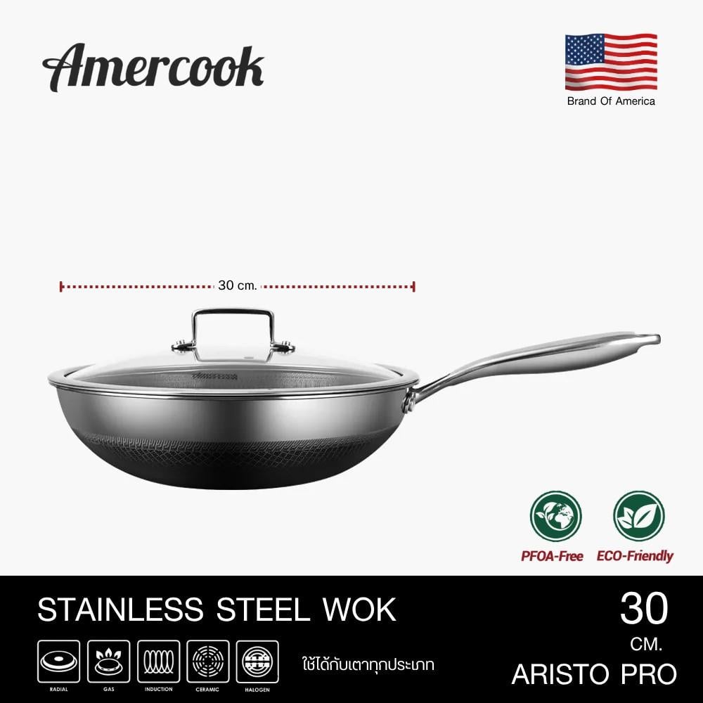 กระทะลึกสเตนเลส 30 ซม. AMERCOOK ARISTO PRO