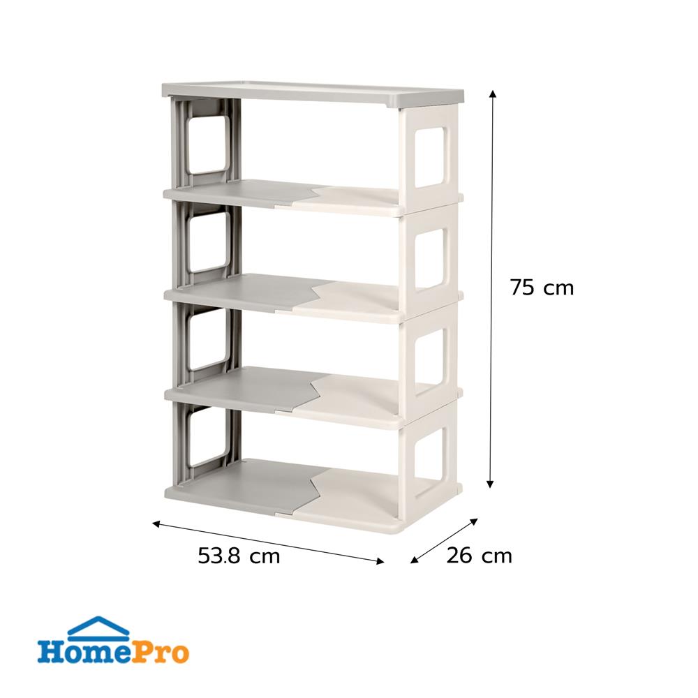 ชั้นวางรองเท้า 5 ชั้น STACKO BONNIE 53X26X75 ซม. สีขาว/เทา