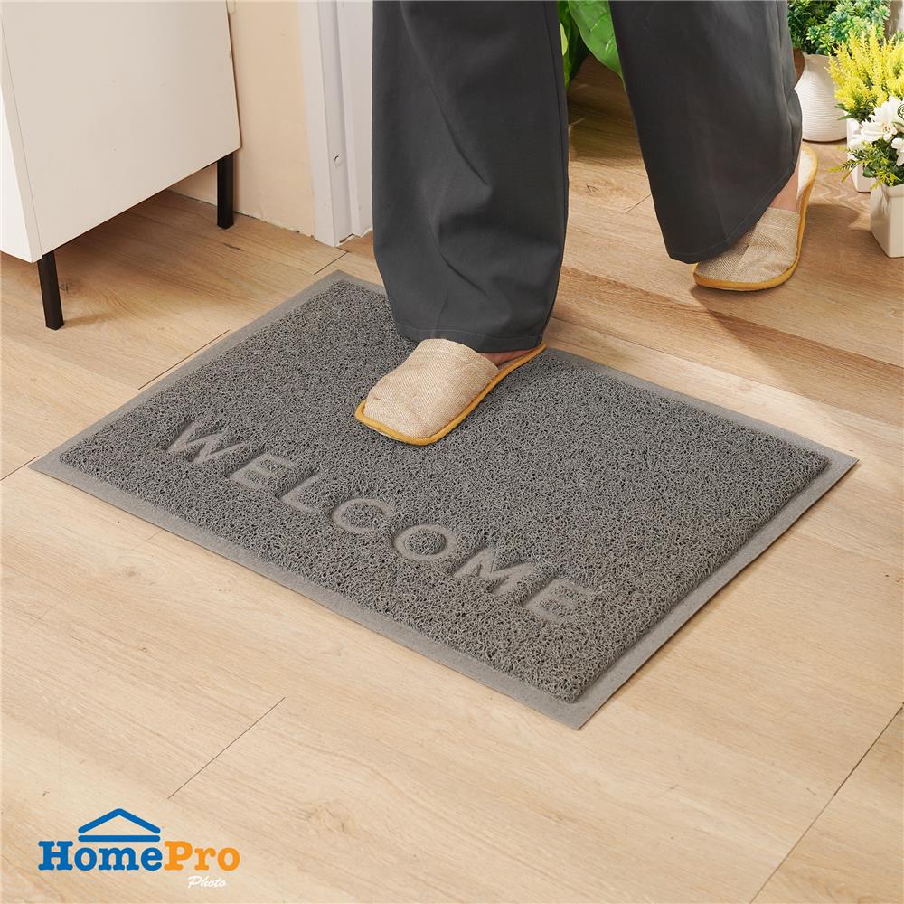 พรมเช็ดเท้าดักฝุ่น HOME LIVING STYLE W.NEO 60X80 ซม. สีเทา
