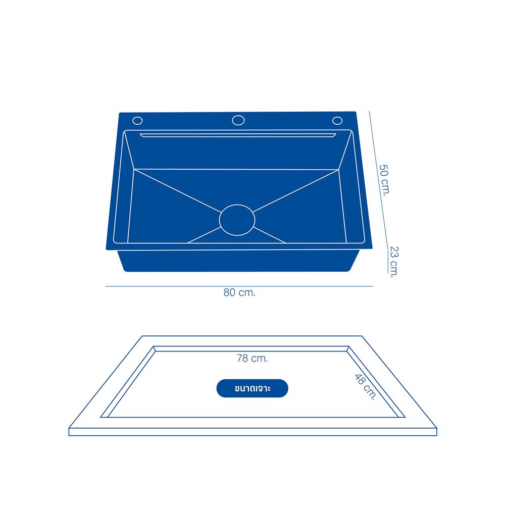 ซิงค์ฝัง 1 หลุม DYNA HOME DH-8050-BKMS1B สีดำ