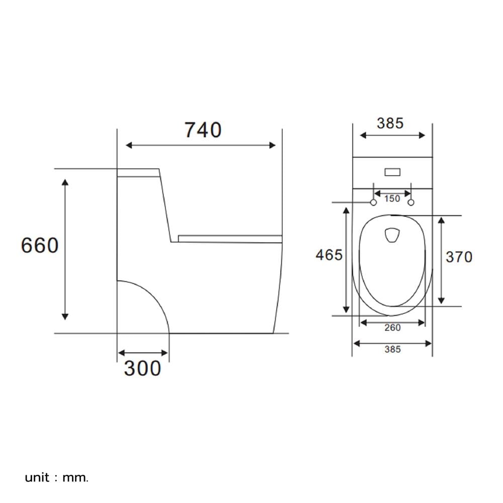 สุขภัณฑ์ 1 ชิ้น MOYA 348W MATT 3/4.5 ลิตร สีขาว