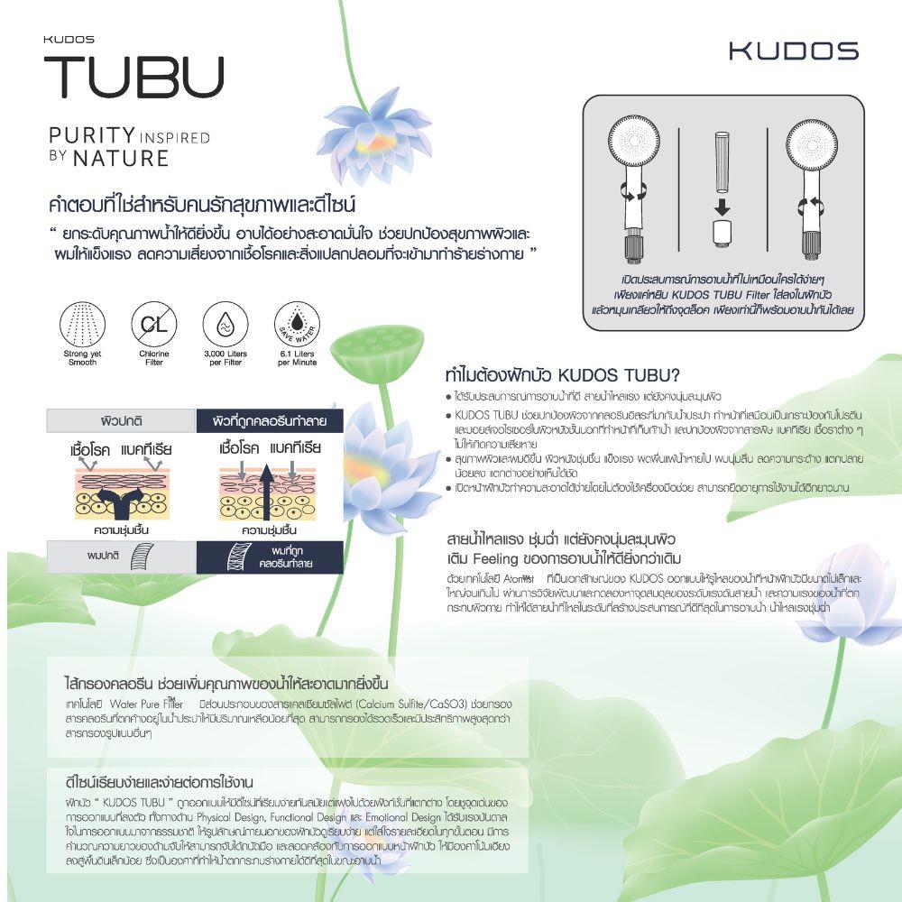 ชุดฝักบัวเฉพาะหัวพร้อมฟิลเตอร์ KUDOS TUBU สีครีม (ฟิลเตอร์ 2 ชิ้น)