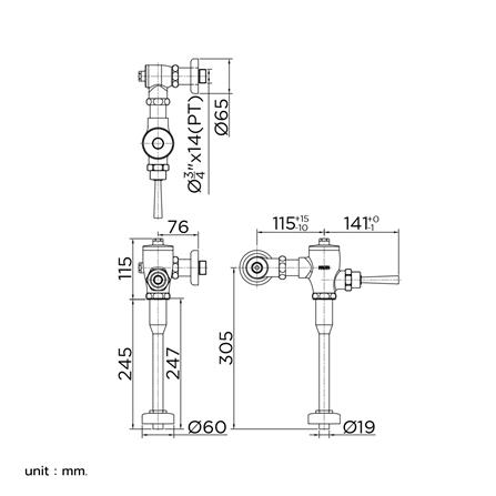 ฟลัชวาล์วโถปัสสาวะชายท่อตรง KARAT FAUCET KV-02-231-50_2