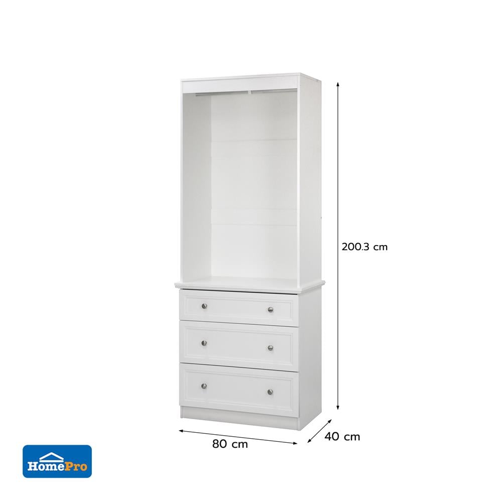 ตู้เสื้อผ้าบานผสม FURDINI HELENA 80 ซม. สีขาว