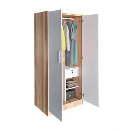 ตู้เสื้อผ้า 2 บานเปิด FURDINI HERO 80 ซม. สี NATURAL OAK/ขาว_5