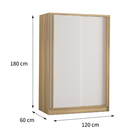 ตู้เสื้อผ้าบานเลื่อน FURDINI HERO 120 ซม. สี NATURAL OAK/ขาว_7