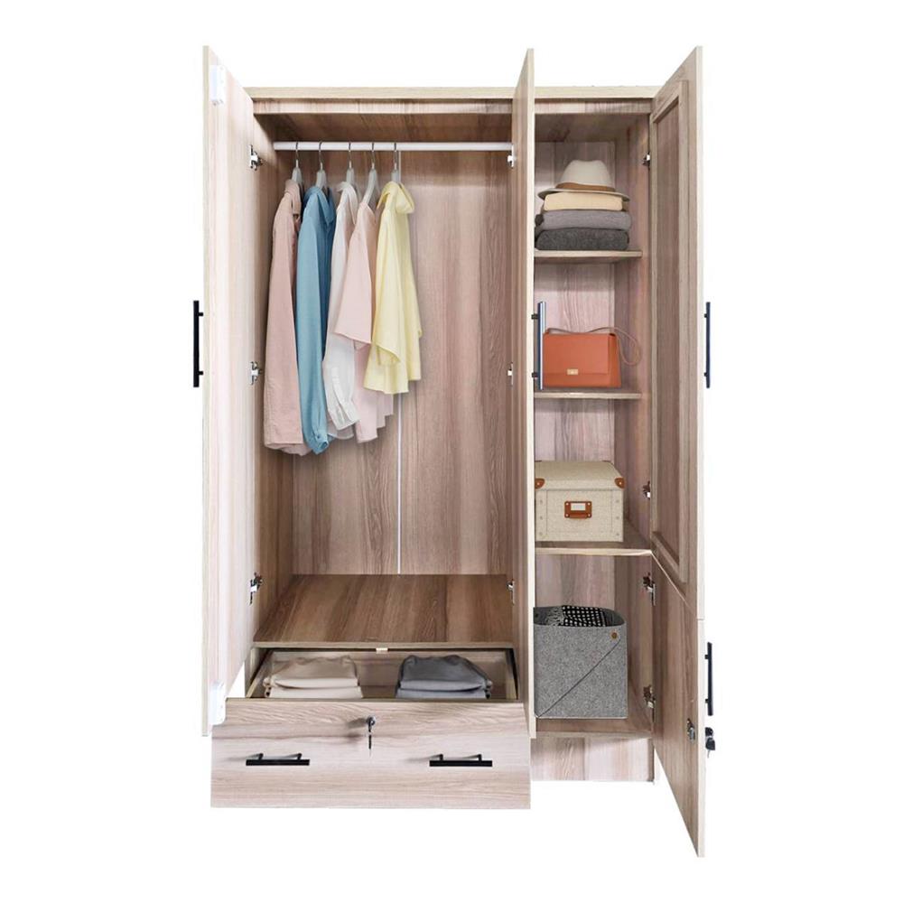 ตู้เสื้อผ้า 3 บานเปิด FURDINI HERO 120 ซม. สี NATURAL OAK/กระจกเงา