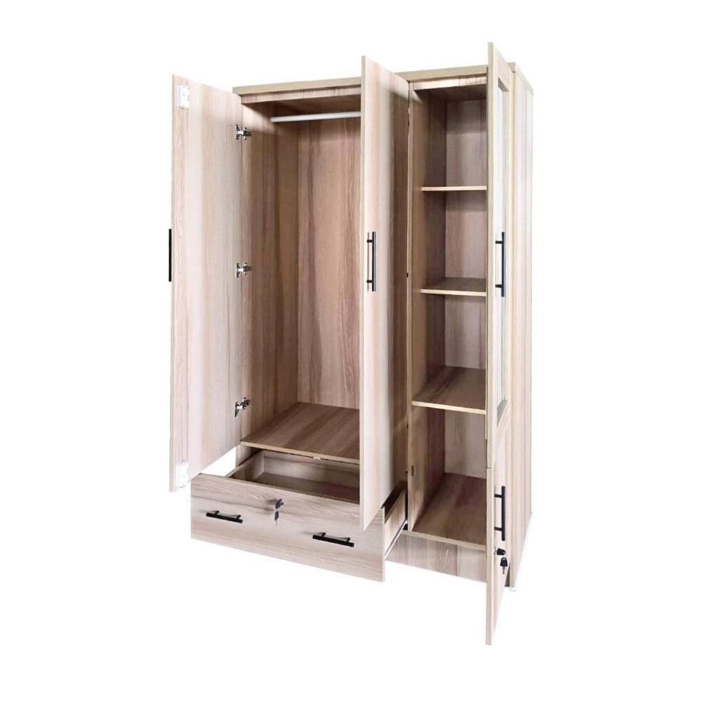 ตู้เสื้อผ้า 3 บานเปิด FURDINI HERO 120 ซม. สี NATURAL OAK/กระจกเงา