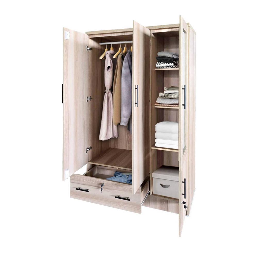 ตู้เสื้อผ้า 3 บานเปิด FURDINI HERO 120 ซม. สี NATURAL OAK/กระจกเงา