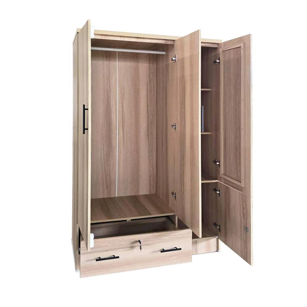 ตู้เสื้อผ้า 3 บานเปิด FURDINI HERO 120 ซม. สี NATURAL OAK/กระจกเงา
