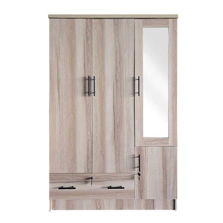 ตู้เสื้อผ้า 3 บานเปิด FURDINI HERO 120 ซม. สี NATURAL OAK/กระจกเงา_0