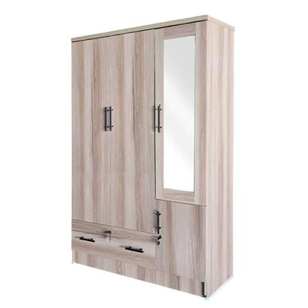 ตู้เสื้อผ้า 3 บานเปิด FURDINI HERO 120 ซม. สี NATURAL OAK/กระจกเงา_1