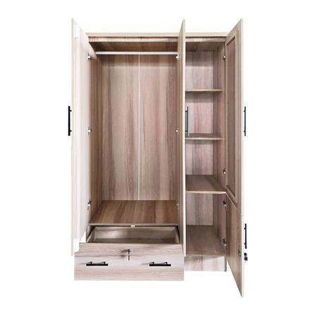 ตู้เสื้อผ้า 3 บานเปิด FURDINI HERO 120 ซม. สี NATURAL OAK/กระจกเงา_2