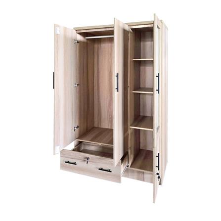 ตู้เสื้อผ้า 3 บานเปิด FURDINI HERO 120 ซม. สี NATURAL OAK/กระจกเงา_4