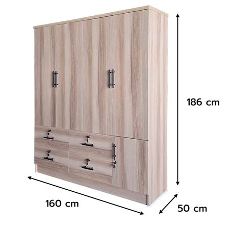 ตู้เสื้อผ้า 4 บานเปิด FURDINI HERO 160 ซม. สี NATURAL OAK_7
