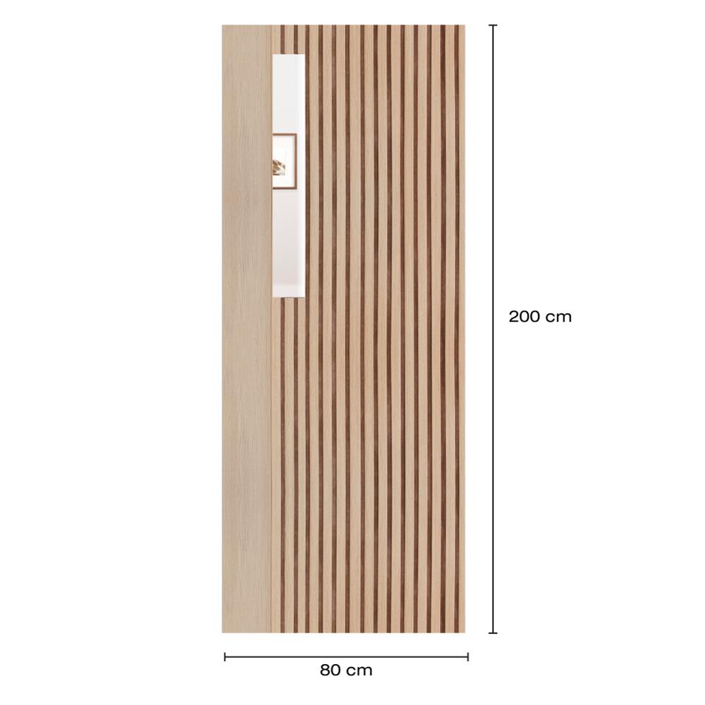 ประตูภายในโพลีสไตรีน ไม่เจาะลูกบิด LINEDEKOR ONE EIGHT 80x200 ซม. สีบีช