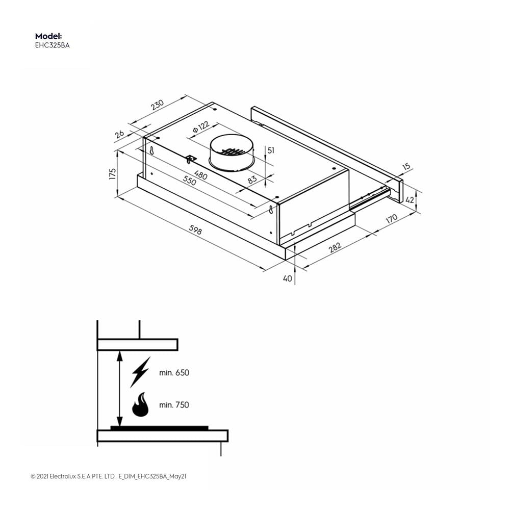 เตาฝัง+เครื่องดูดควัน ELECTROLUX EHC325BA+ECP6541X