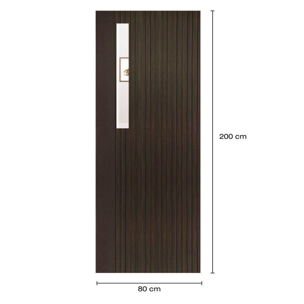 ประตูภายในโพลีสไตรีน ไม่เจาะลูกบิด LINEDEKOR ONE EIGHT 80x200 ซม. สีโอ๊ค