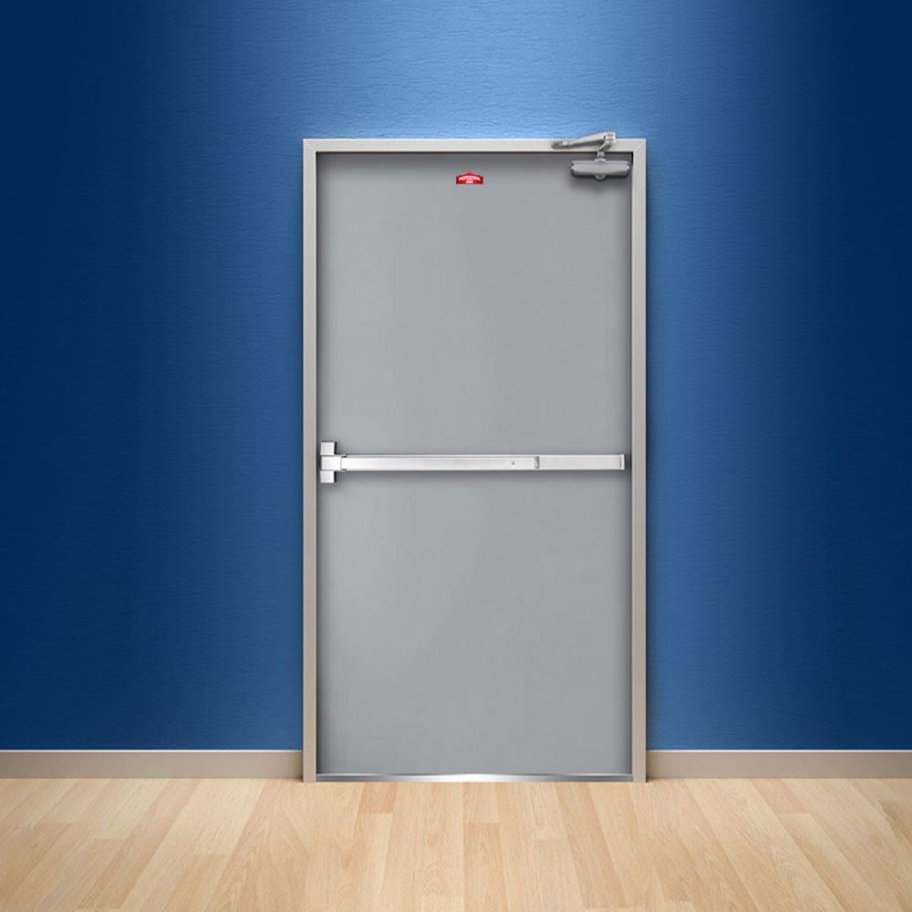ชุดประตูเหล็กทนไฟ PROFESSIONAL DOOR FFD1G 86.4x204.8 ซม. สีเทา