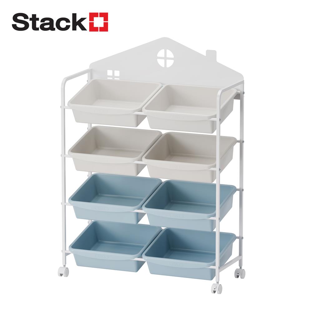 ชั้นวางของ 4 ชั้น พร้อมถาด STACKO LITTLE-P 75.4X29.5X107 ซม. สีขาว/ฟ้า_1