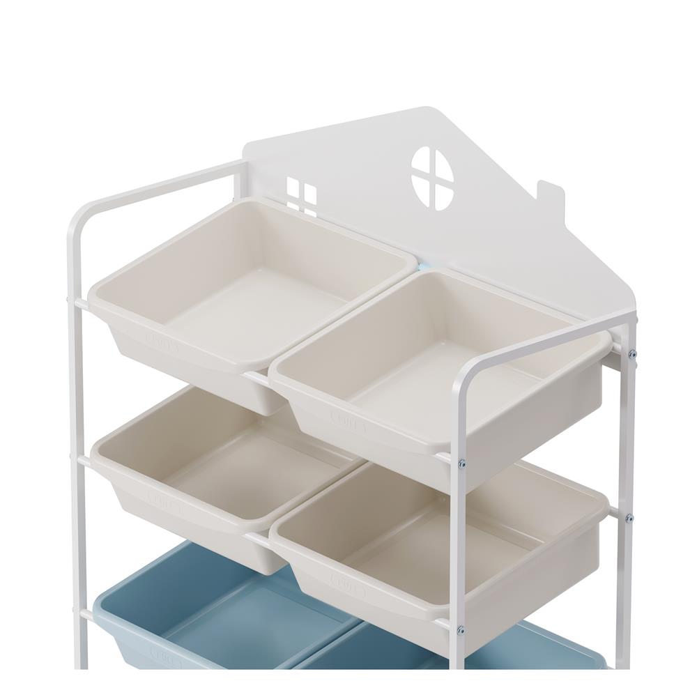 ชั้นวางของ 4 ชั้น พร้อมถาด STACKO LITTLE-P 75.4X29.5X107 ซม. สีขาว/ฟ้า