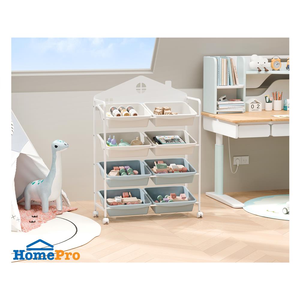 ชั้นวางของ 4 ชั้น พร้อมถาด STACKO LITTLE-P 75.4X29.5X107 ซม. สีขาว/ฟ้า