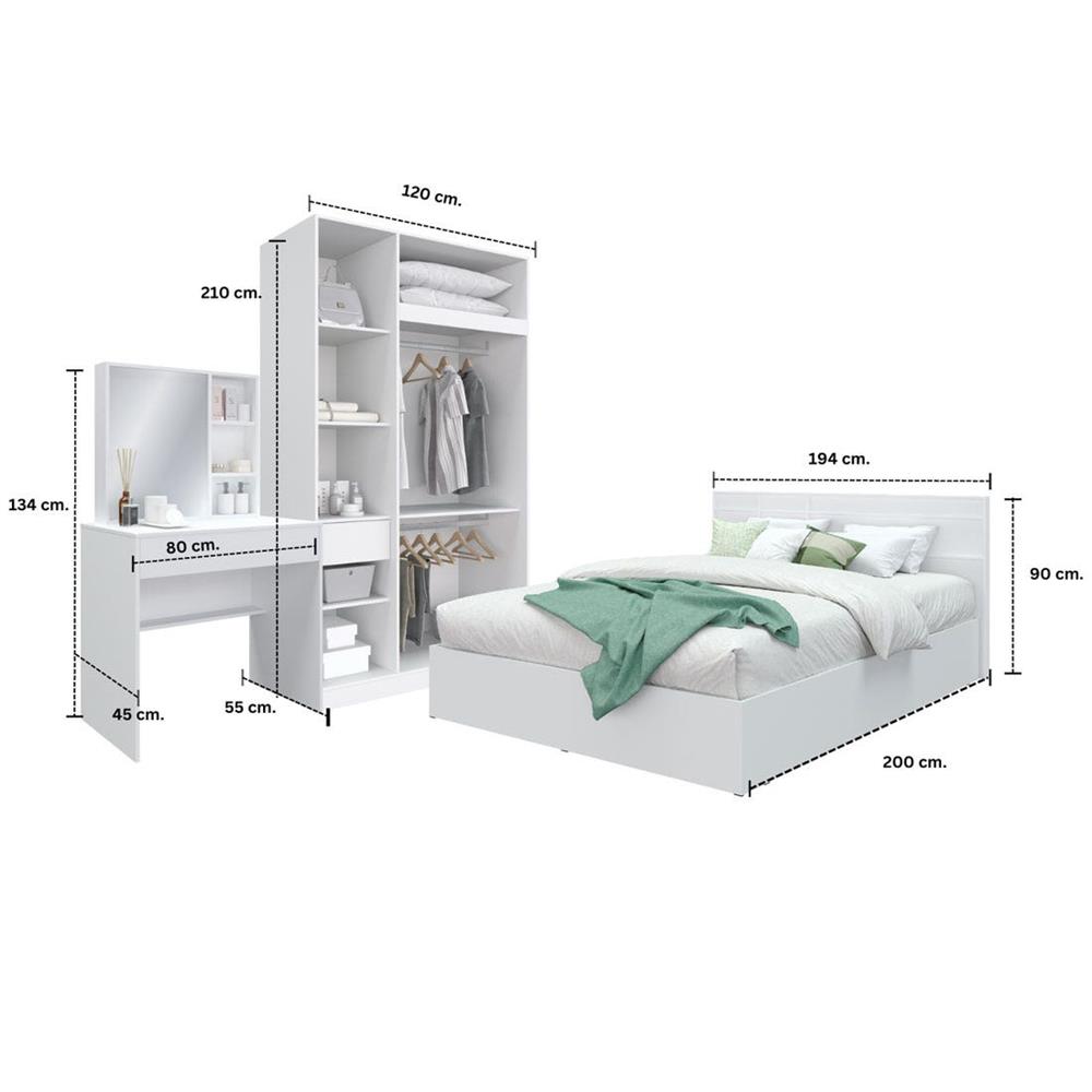 ชุดห้องนอน 6 ฟุต KONCEPT HAMAKO 59061280 สีขาว