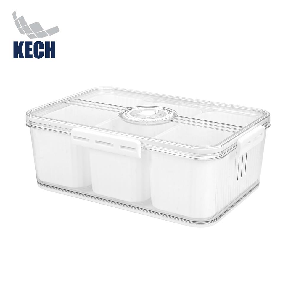 กล่องจัดเก็บในตู้เย็น 3 ช่อง ฝาบันทึกวันได้ KECH SYPA SIZE L