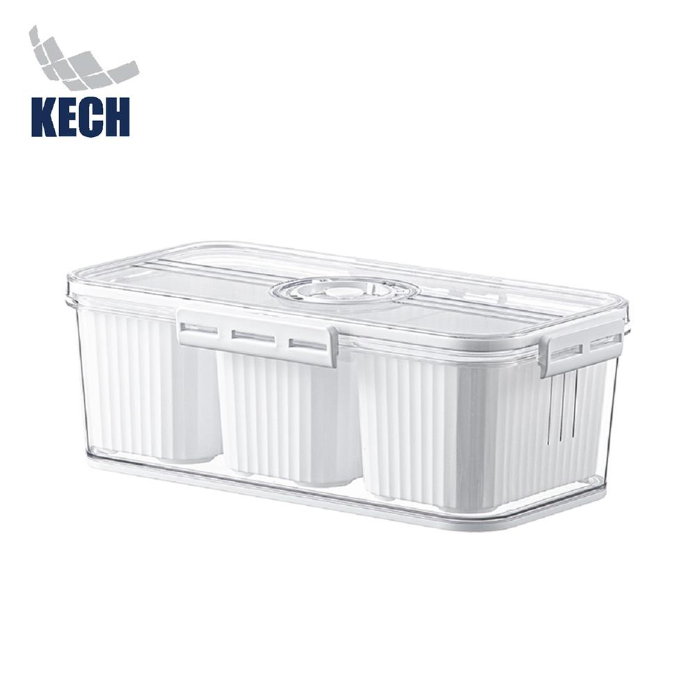กล่องจัดเก็บในตู้เย็น 3 ช่อง ฝาบันทึกวันได้ KECH SYPA SIZE L