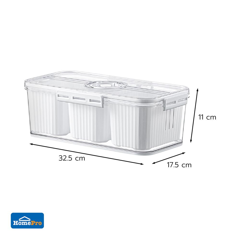 กล่องจัดเก็บในตู้เย็น 3 ช่อง ฝาบันทึกวันได้ KECH SYPA SIZE M
