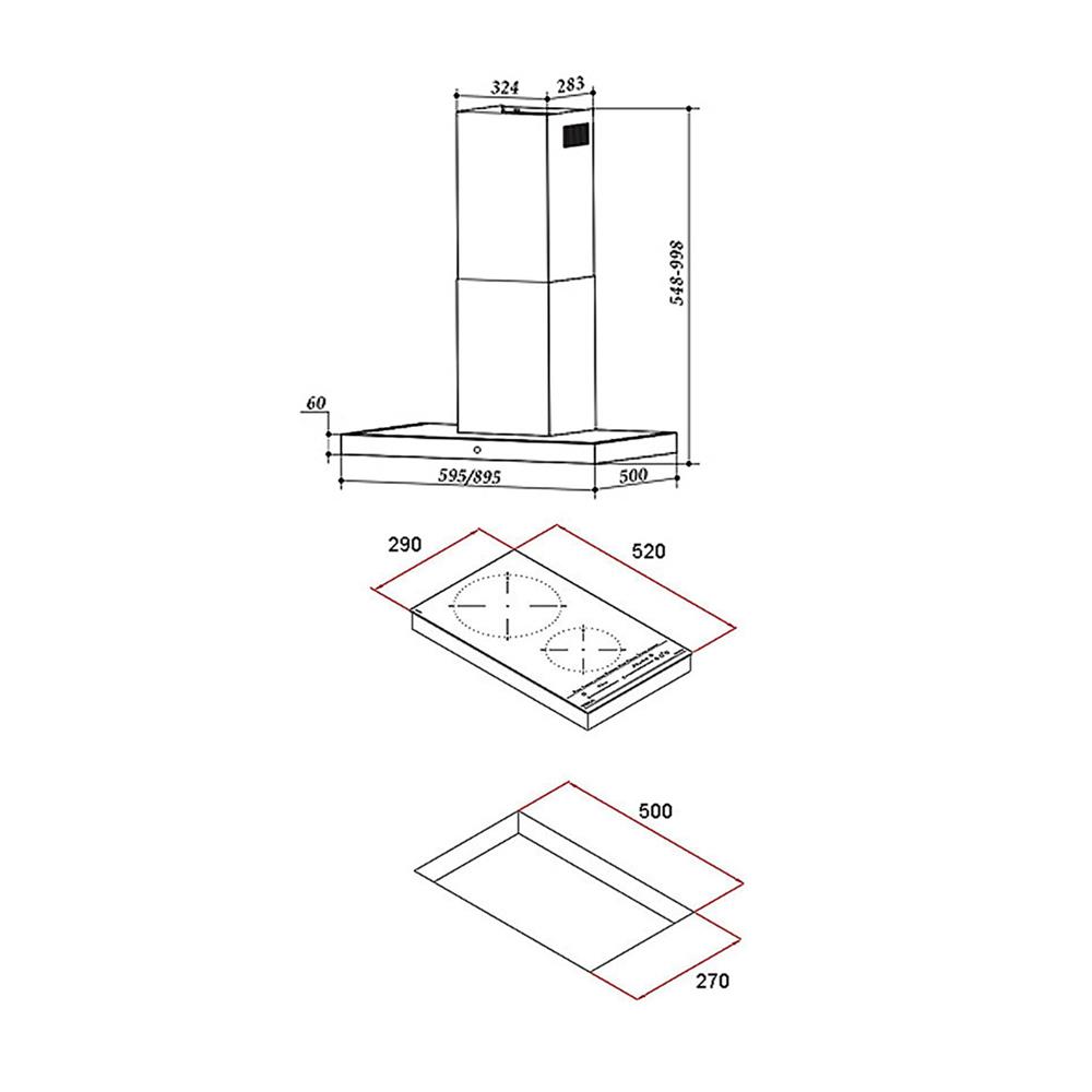 เตาฝัง+เครื่องดูดควัน LINEA IBS32920Q+LDHTC60SS สเตนเลส