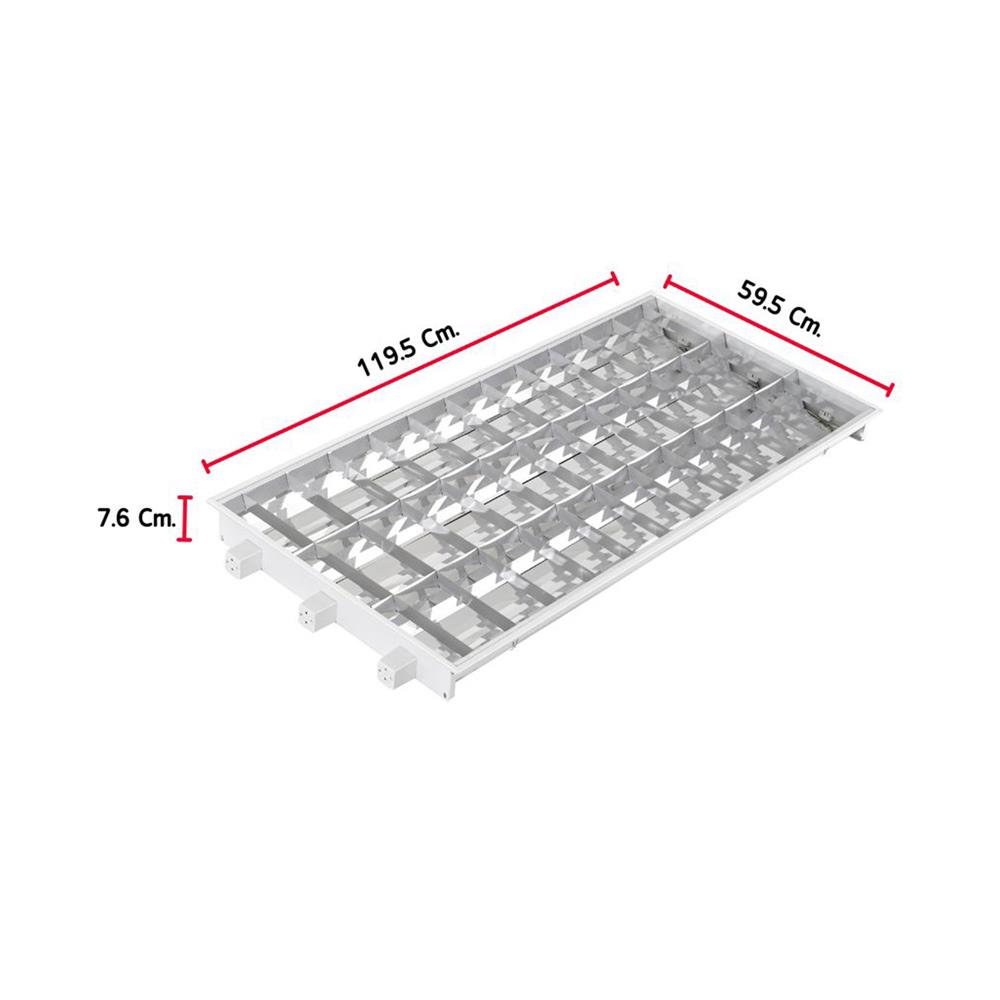 โคมตะแกรงฝังฝ้า CARINI AURA O DE 3X120 ซม. สีขาว/สีเงิน