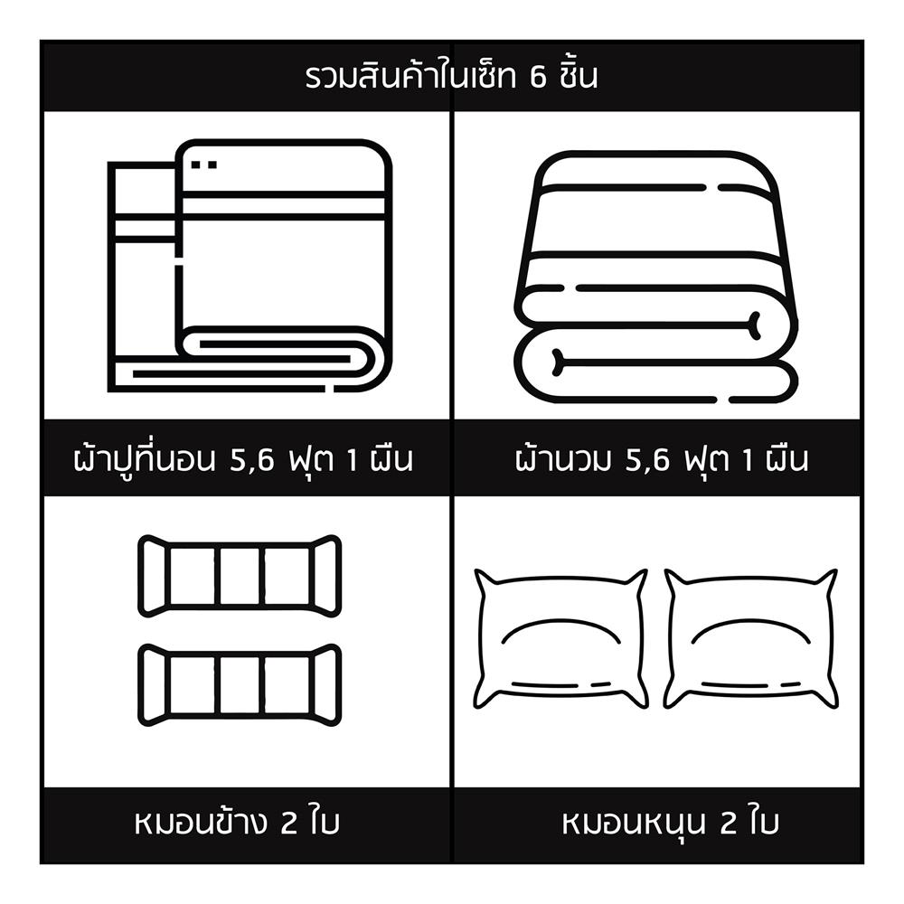 ชุดผ้าปูที่นอน 6 ฟุต (ชุด 6 ชิ้น) SANTA BEDDING สี NAVY BLUE/DARK GREY