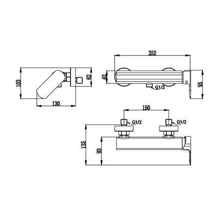 ก๊อกผสมอ่างอาบ COTTO CT2336AGG สีเทา_2