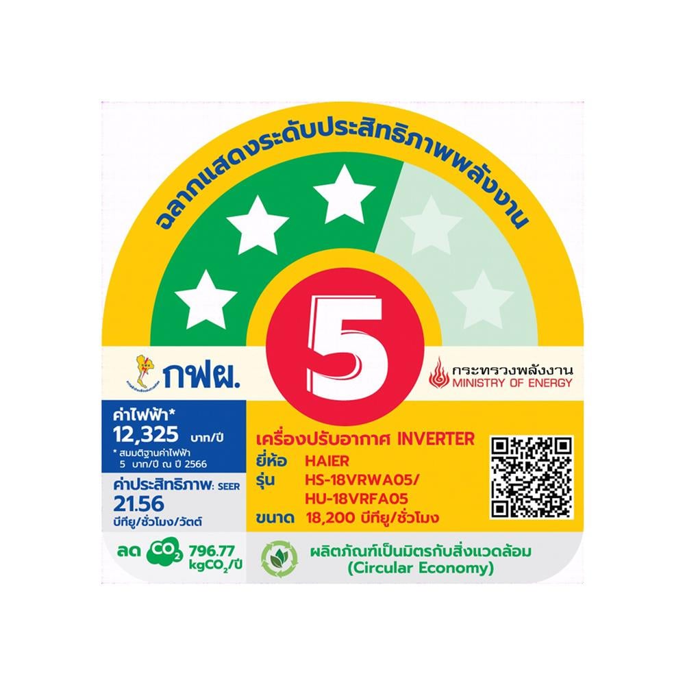 แอร์ผนัง HAIER HSU-18VRWA05 18200 บีทียู อินเวอร์เตอร์