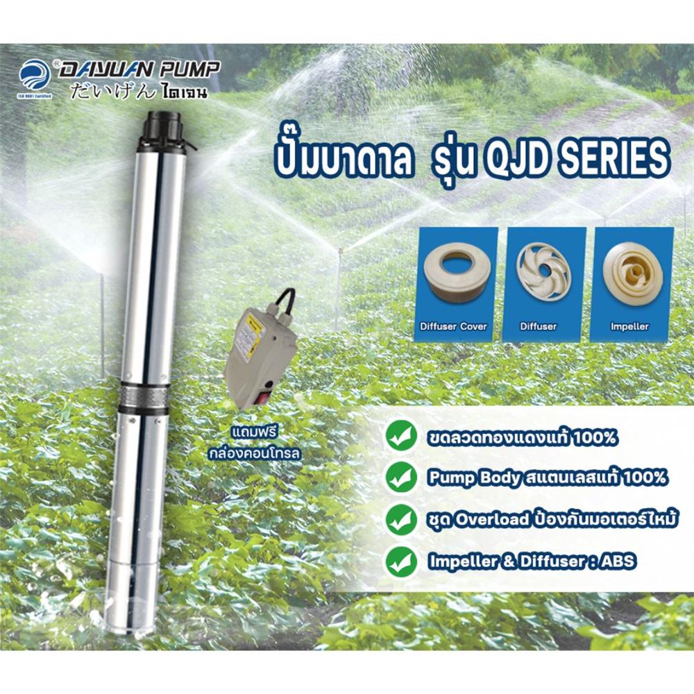 ปั๊มบาดาล บ่อ 4 นิ้ว DAYUAN PUMP 4QJD6-72/15-3C 2200 วัตต์