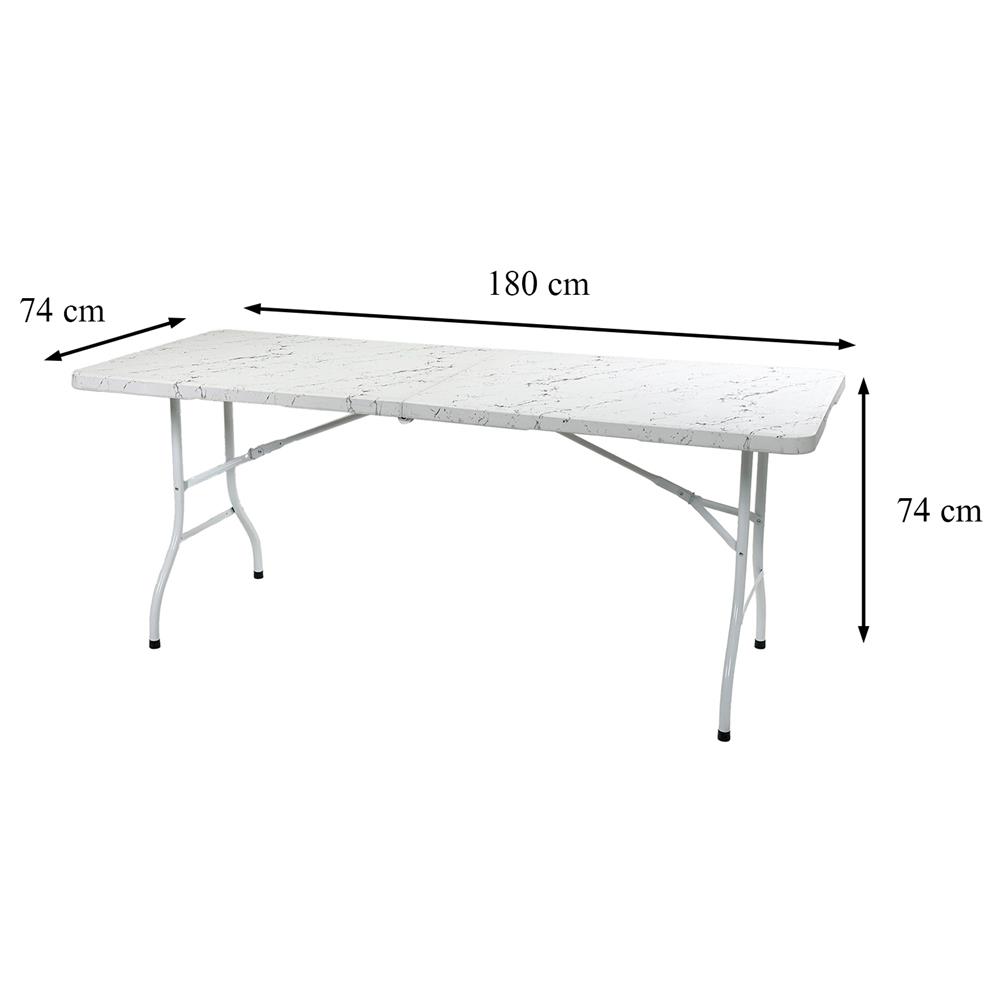 โต๊ะพับ HDPE SPRING ลายหินอ่อน 180 ซม. สีขาว